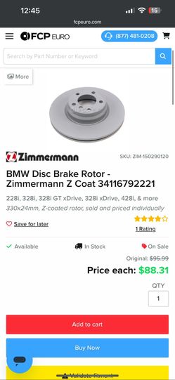 2 Zimmerman BMW Disc Rotors New