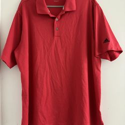 Adidas Golf Men 2XL Polo Shirt Red Climalite Tennis T Mag Short Sleeve 