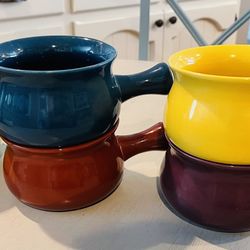 Set Of 6 Vintage Buchase Stoneware Bowls