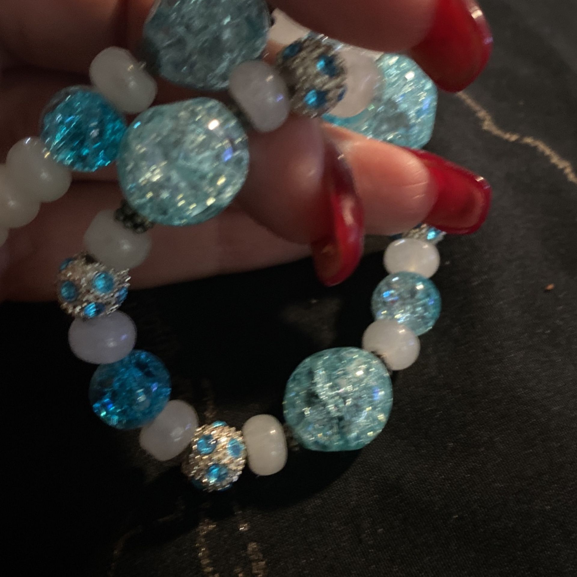 Calcite and Silver plated Beaded necklace Crafted in India, "Fantasy"vintage beaded necklace for women gifts for Christmas