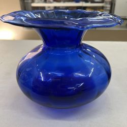 Cobalt Blue Ruffle Vase