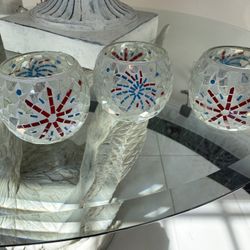 Two Sided Firework Candle Holders Set Of 3