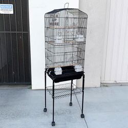 (NEW) $60 Small to Medium Bird Cage 60” Tall Parrot Parakeet Cockatiel Bird Cage 18x14x60” Rolling Stand