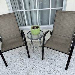 ELGIN OUTDOOR METAL STACK CHAIR FABRIC BEIGE HOME PATIO FURNITURE 