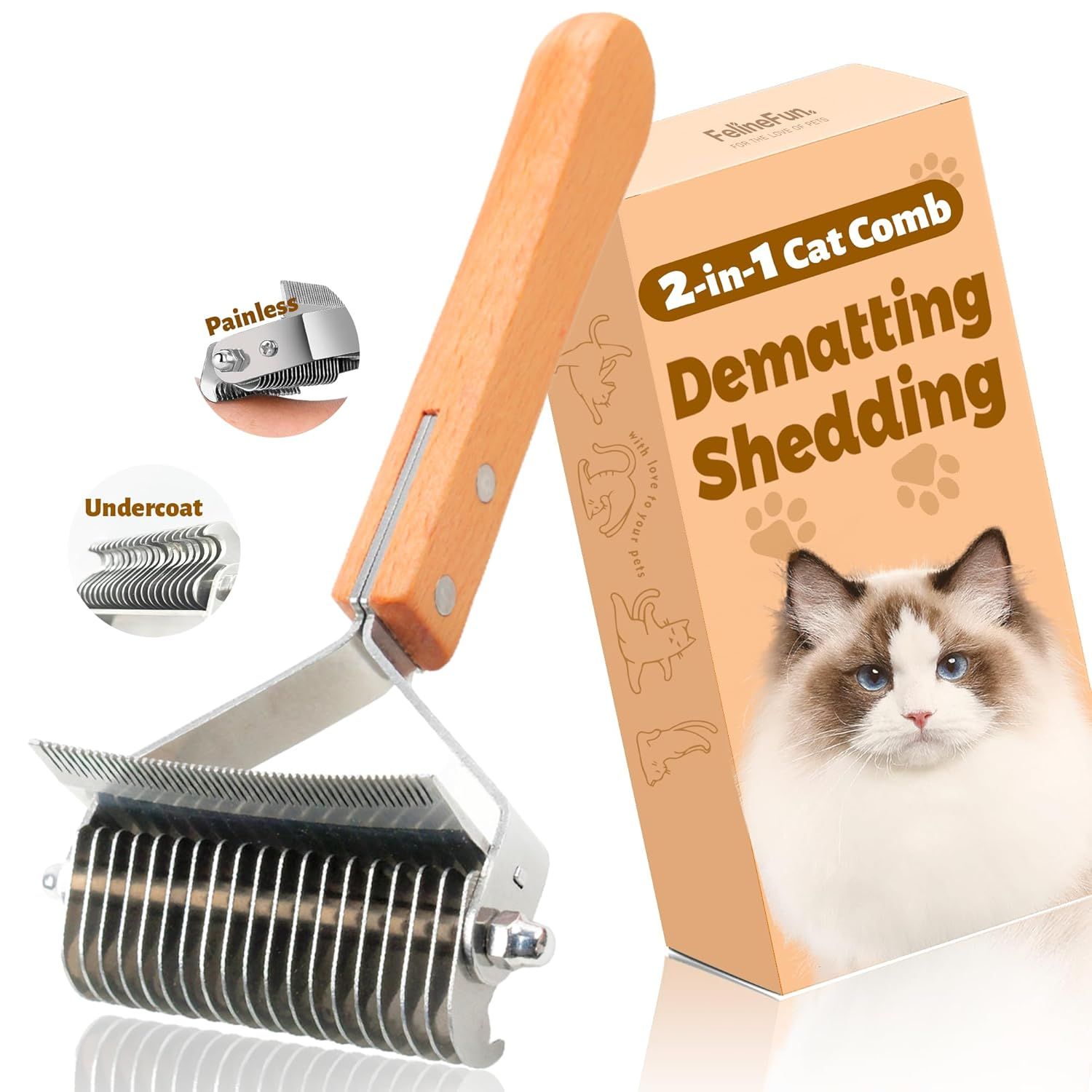 Cat Brush for Shedding, Deshedding Brush, Cat Matted Fur Remover, Dematting Comb for Cats, Cat Brushes for Indoor Cats, Cepillo Para Gatos, Undercoat