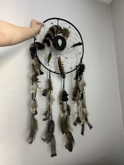 Large Dreamcatcher with Genuine Raccoon Tail – Statement Piece