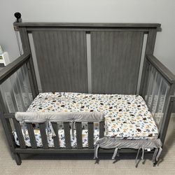 Holland 4 In 1 Convertible Baby Crib Acrylic Graphite Gray By Oxford Baby Everything Included With Mattress Dress Available Upon Request 