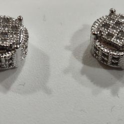Sterling Silver Diamond Earrings 