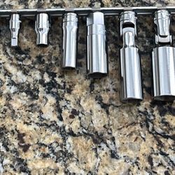 Snap On 10 Pc Sockets Swivel Deep Set 3/8” Drive 1/4” Drive 9/32-13/16”