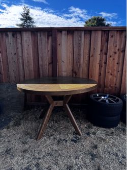 Large circle wood table