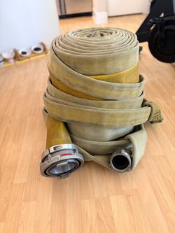 Yellow Fire Hose with Metal Couplings