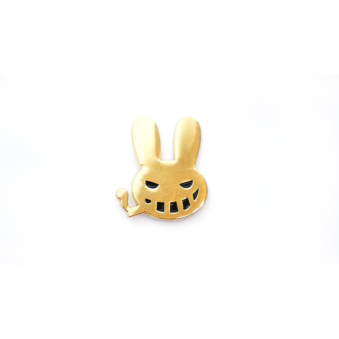 Moonrock Gold Smoking Bunny Pin by Dr. Zodiak