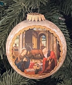 🎄Vintage Christmas by Krebs Masters on Silk Ornament (Holy Family)