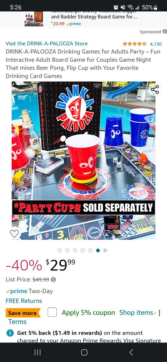 DRINK-A-PALOOZA Board Game: Fun Drinking Games for Couples Game Night | The  Drinking Board Game for Parties That Combines Beer Pong + Flip Cup + Kings