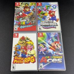 Super Mario Nintendo Switch Game Bundle – Odyssey, Wonder, RPG, Tennis