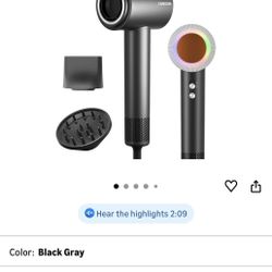 Hair Dryer, High Speed lonic Blow Dryer, 5X-Fast Drying, 2 Billion Negative lons, Low Noise,160000 RPM, Compact Blow Dryer with Magnetic Diffuser for 