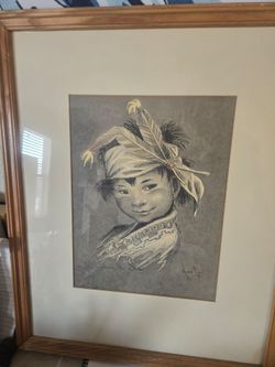 Vintage Framed Art "Johnny No Shoes"