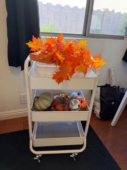 Three tier rolling cart – white