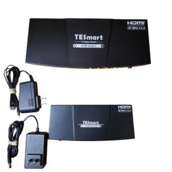TESmart HDMI KVM Switch 1 Monitor 4 Computers 4K@60Hz, L/R Audio & Microphone