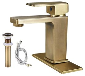Antique Brass Bathroom Sink Faucet In Gold Color