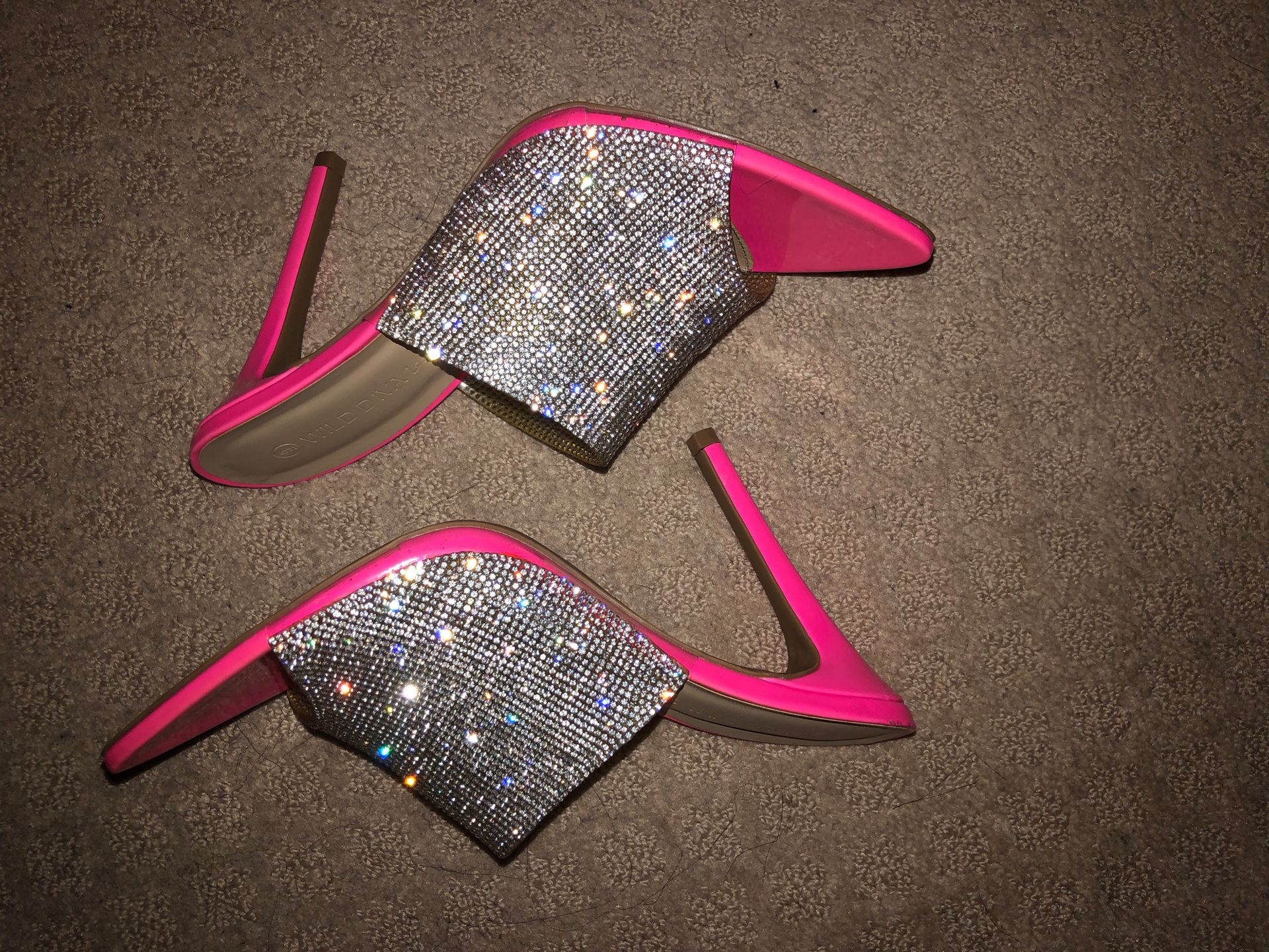 New Rhinestone in her pink heels size 9