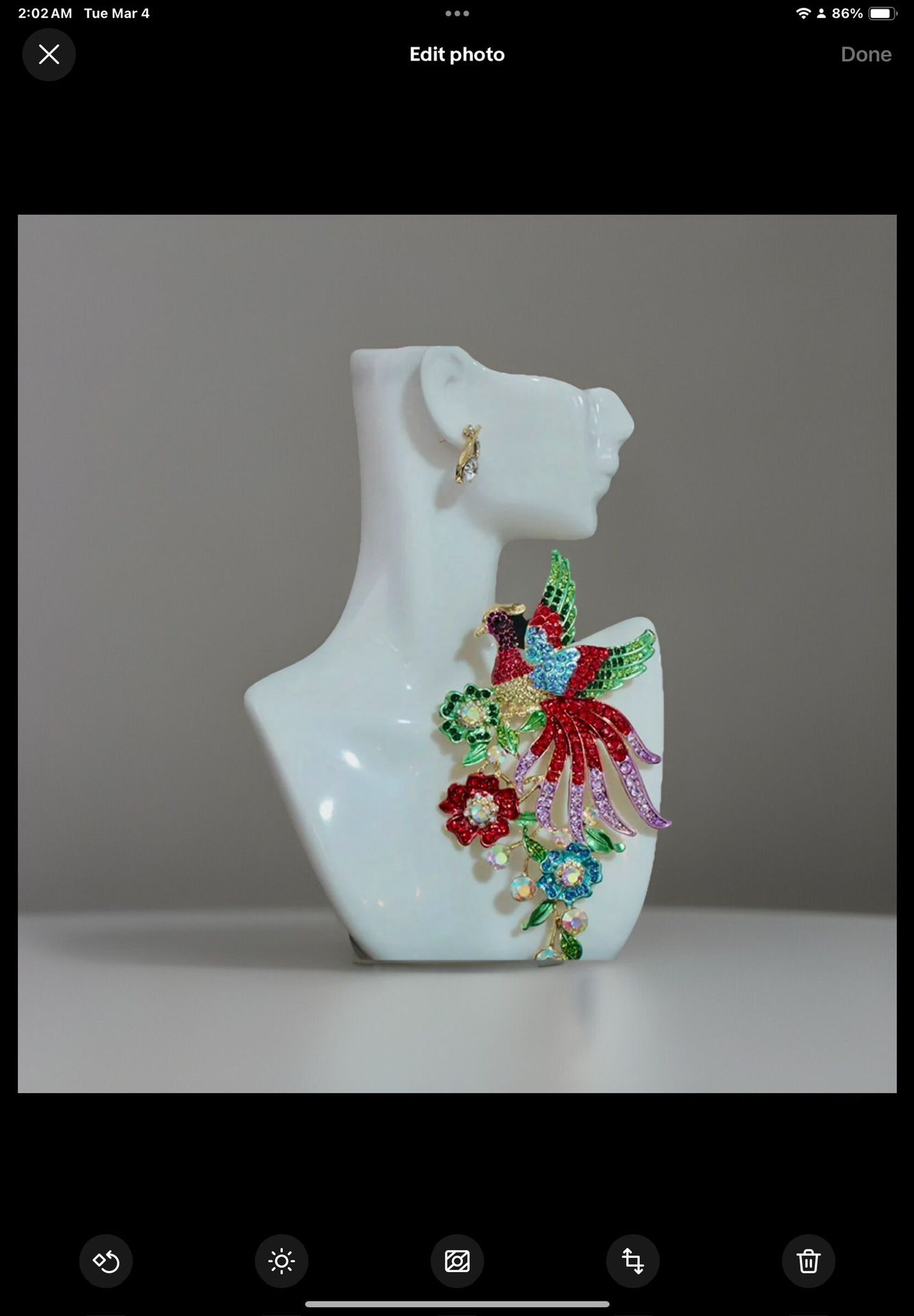 New, Never Worn Beautiful Bird Colors Brooch Pin. 3”x5” Metal Alloy. Color Faux Jewels.