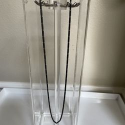 Sterling Silver Rectangular Square Link Necklace  26”L