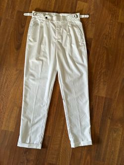 White High-Waist Pleated Trousers