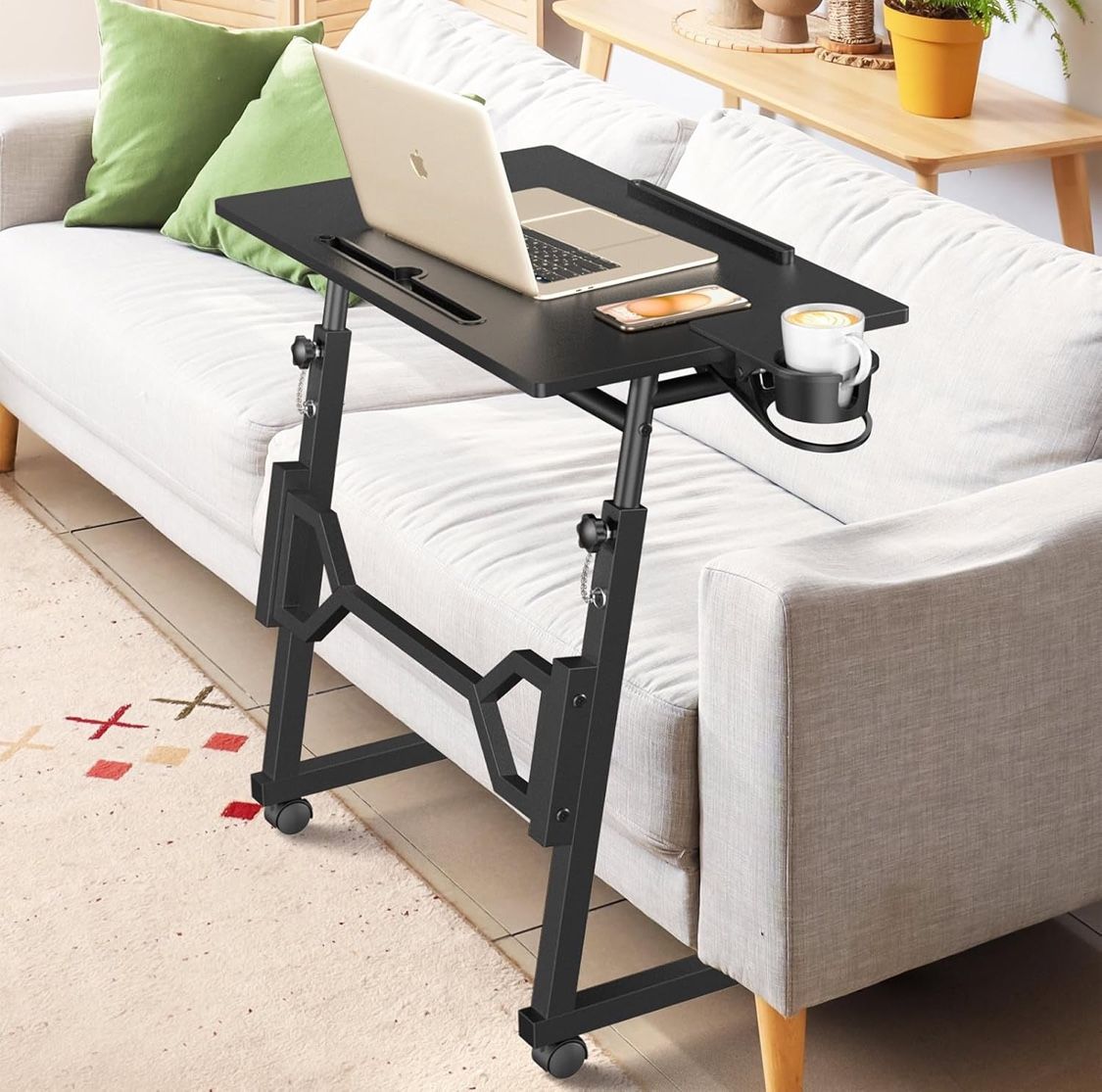 Sitting Or Standing Desk with Wheels, Portable Treadmill Desk, Rolling Desk Adjustable Height for Laptop,
