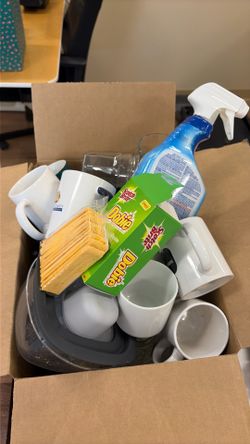 Misc cleaning supplies and dishwater