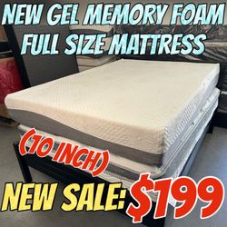 NEW GEL MEMORY FOAM FULL SIZE 10” INCH MATTRESS