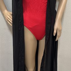 Black Sheer Chiffon Trench Beach Pool Swimsuit Cover Up