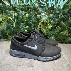 Nike 749678-001 Stefan Janoski Max L QS Leather NYC Anthracite Black Size 9.5