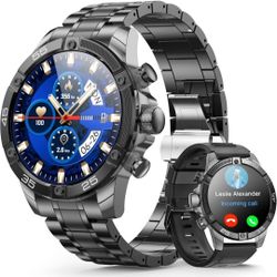Smart Watches(Answer/Make Call), 1.53" Luxury Business Smartwatch for Men IP67 Waterproof, 100+ Sport Modes, Fitness Activity Tracker, Heart Rate Slee