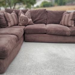 Brown Goose Down Sectional Microfiber Couch “WE DELIVER”