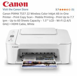Canon PIXMA TS37 22 Wireless Color Inkjet All-in-One Printer - Print Copy Scan - Mobile Printing - P