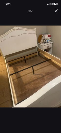 White full bed frame with box spring