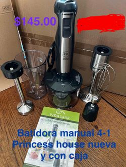 Batidora manual 4-1 👉 princess house todo nuevo y con caja 📦