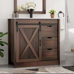 Gracie Oaks 36” Bathroom Vanity with Sink and Faucet