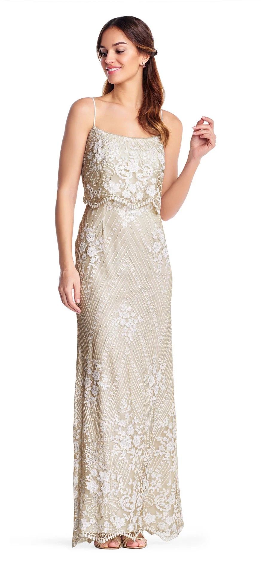 (Unworn) Adrianna Papell/BHLDN Arden Dress - embroidered sequin dress - wedding prom formal gown