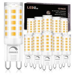  10 Pack G9 LED Bulb Dimmable 4W (40W Halogen Equivalent) 4000K Natural Daylight, T4 Chandelier Light Bulbs G9 Bi Pin Base, No-Flicker 120V AC