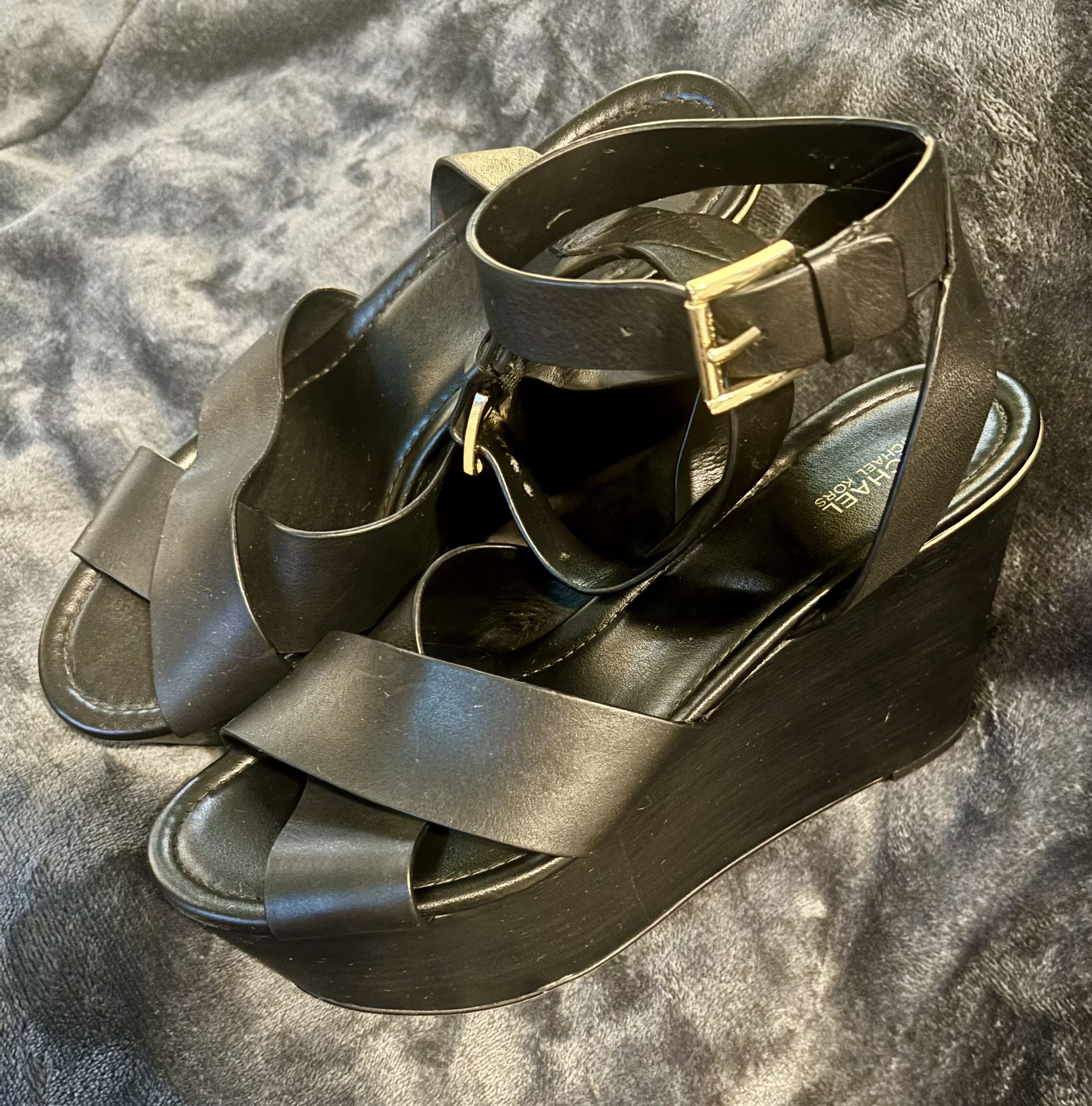 Michael Kors Black Wedge Sandals (10)