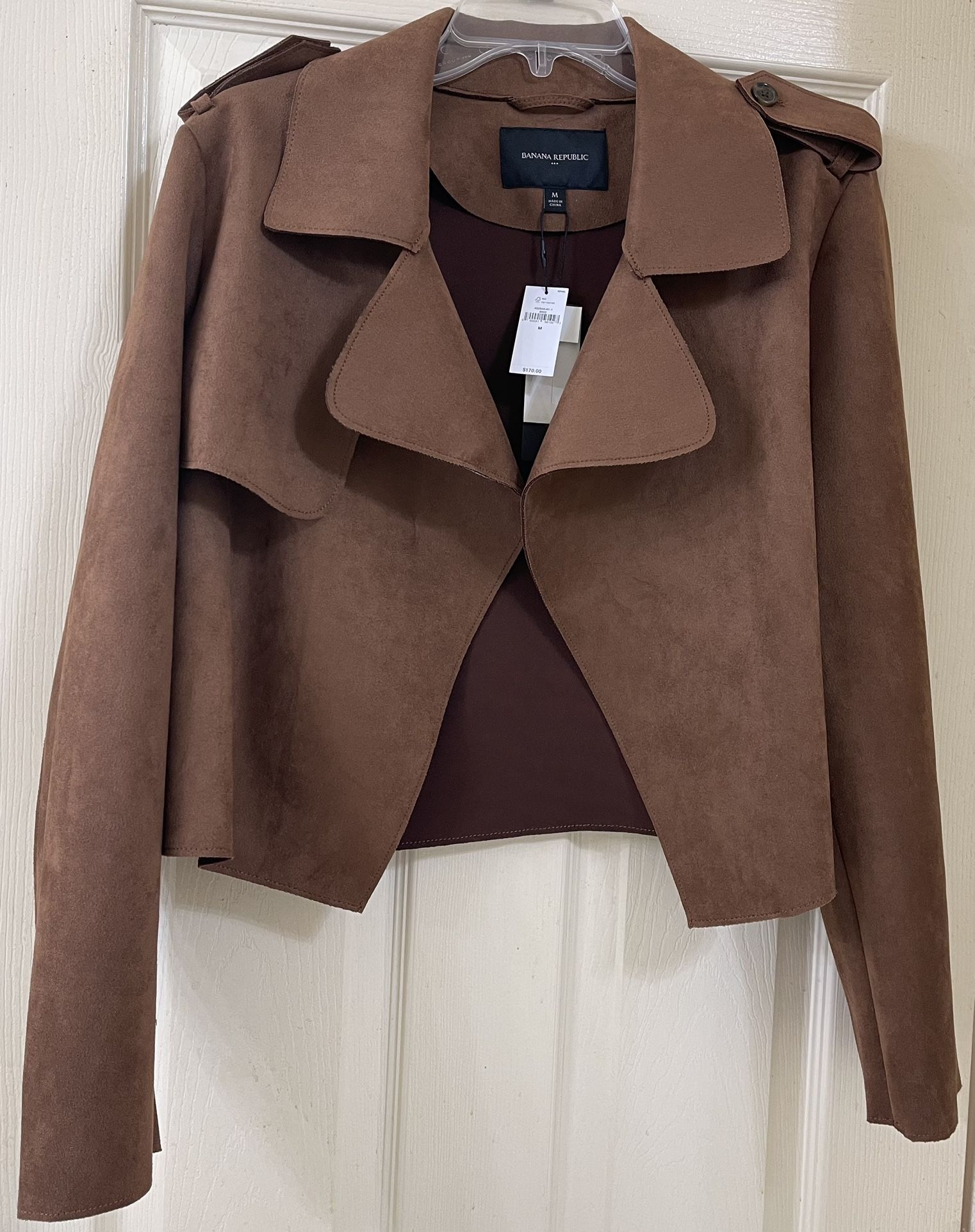 Banana Republic Women’s Vegan Suede Brown Cropped Jacket Size M