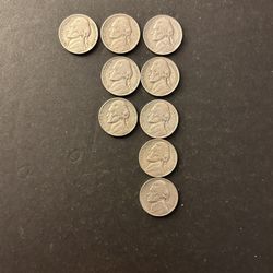 Coins - Jefferson Nickels – Hard to Find In Circulation –  5 San Francisco Mint and 1 Denver Mint and 3 Philadelphia – Total 9 Coins