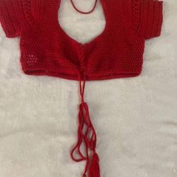 Women's sz M Cochet Bikini Top Cover Red *New