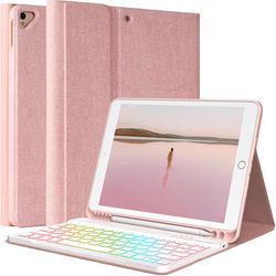 iPad 9th Gen/8th/7th Gen 10.2” Keyboard Case,7-Color Backlit,with Pencil Holder.