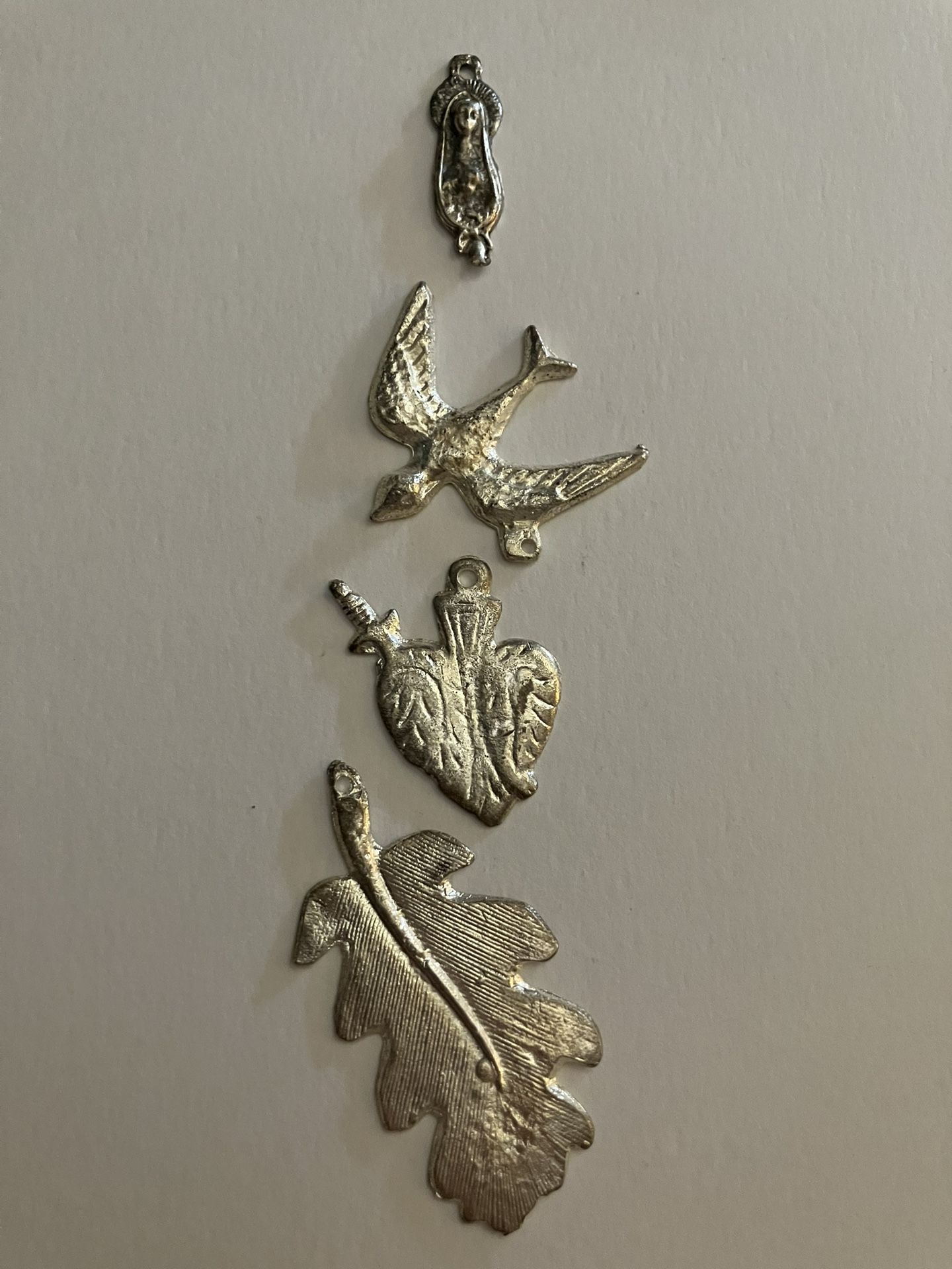 4 x New Mexico Milagro Lot - Jewelry Crafting Collectibles - Heart Bird Leaf Mother Mary