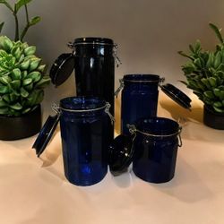 Vintage Colbalt Blue Apothecary Jars/Canisters 