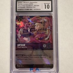 2023 DISNEY LORCANA ENCHANTED 2-RISE OF THE FLOODBORN #207 ARTHUR CGC GEM MINT 10