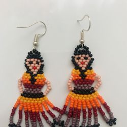 Doll Earrings Joyeria Artesanal Mexicana, Jewelry In Huichol Art